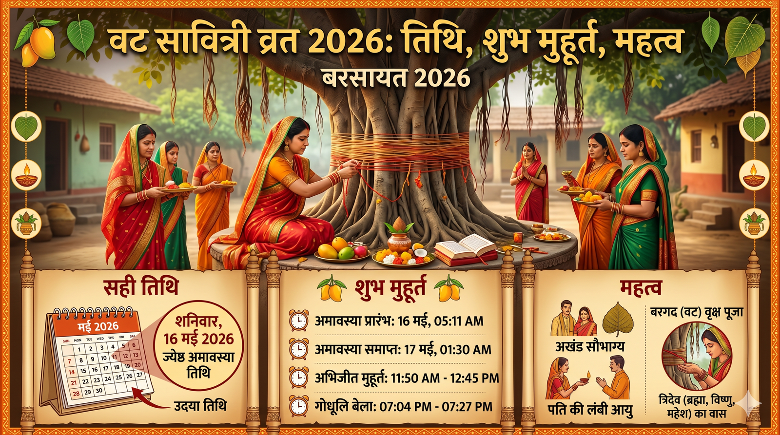 बरसाइत 2026 में कब है? जानें वट सावित्री व्रत की सही तिथि, शुभ मुहूर्त और महत्व